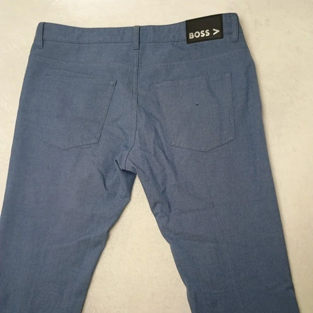 Hugo Boss Pants Men 35x32 Blue Delaware Slim Fit Microfiber Stretch Tapered Work
